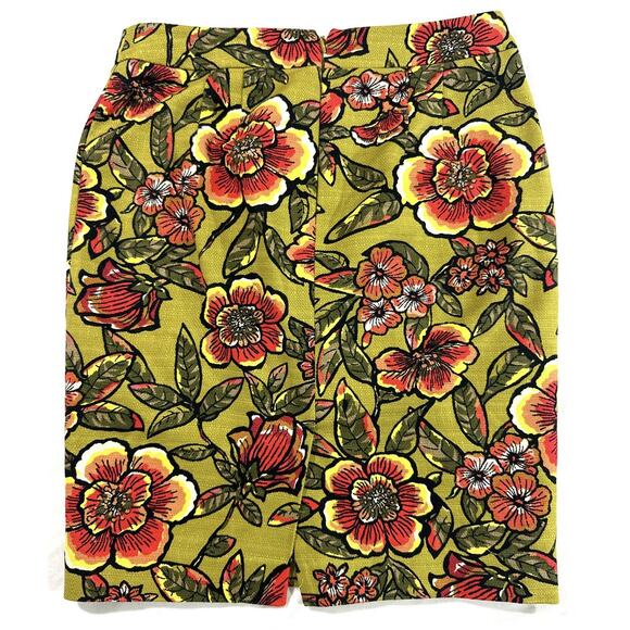 Ann Taylor LOFT Women’s Floral Pencil Skirt Size 6 Green Red Yellow Cotton Blend - Picture 6 of 6